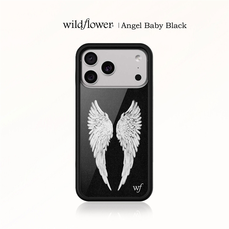 Phone Cases Wildflower - 귀여운 만화 천사 날개 베이비 블랙