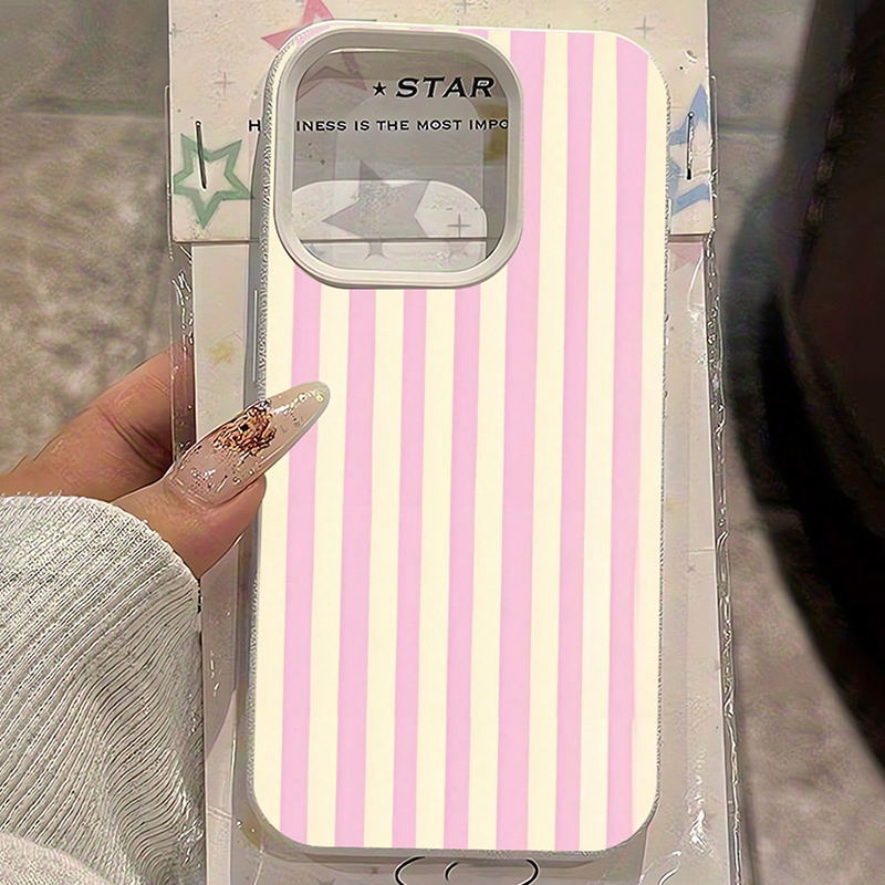 Phone Cases Mous - 심플한 핑크 세로 스트라이프 리치 패턴