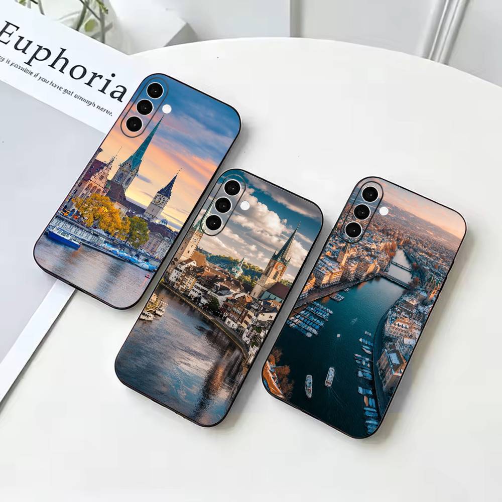Zurich Phone Cases - 취리히 스타일의 검은색 부드러운 실리콘 소재