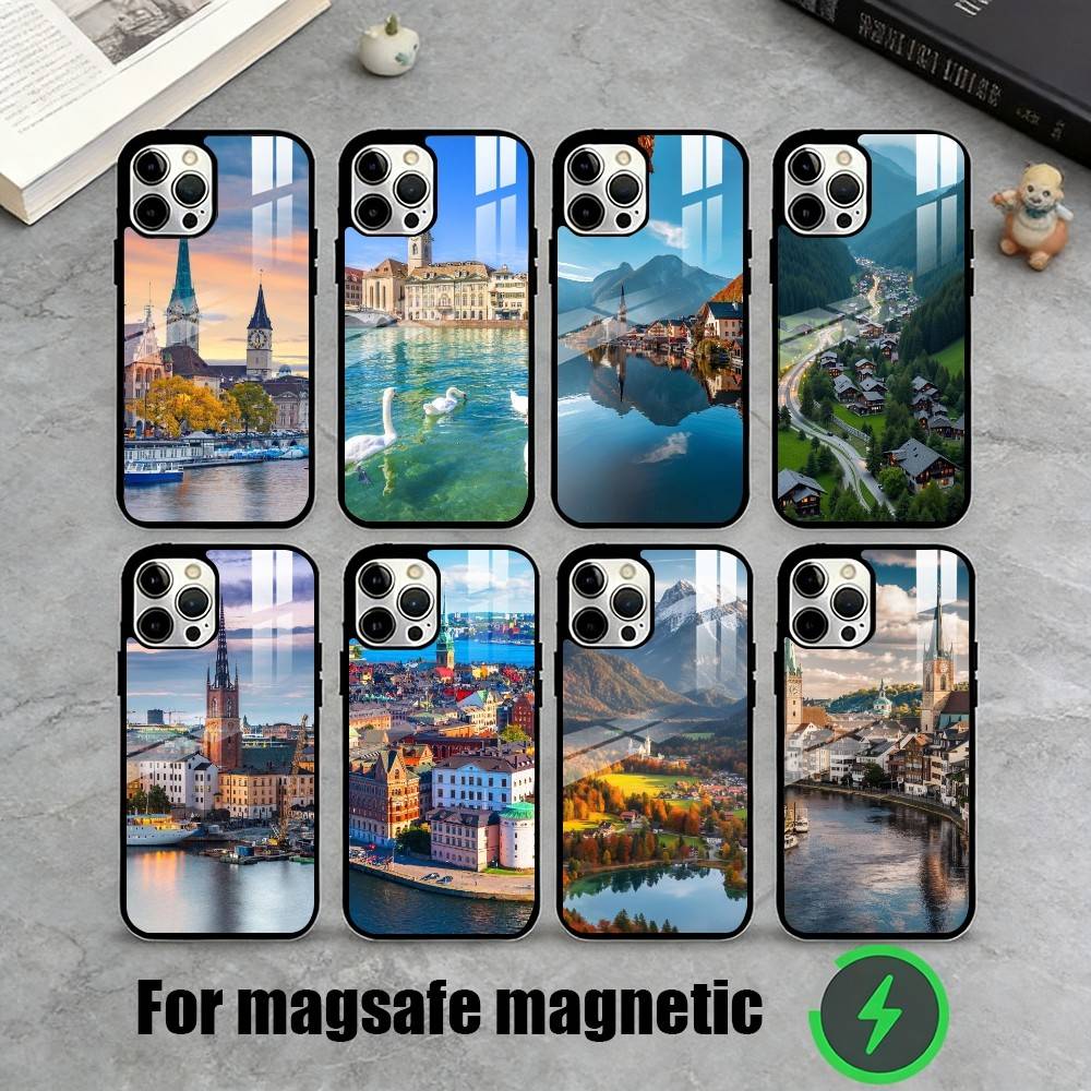 Zurich Phone Cases - 취리히에서 영감을 받은 아이폰17,16,15,14,13,12,11 플러스,프로용 마그네틱