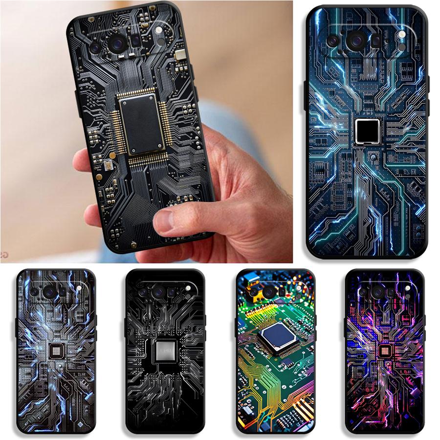 Phone Cases Google Pixel 10 Pro - 레트로 회로 기판 디자인 펀다 폰
