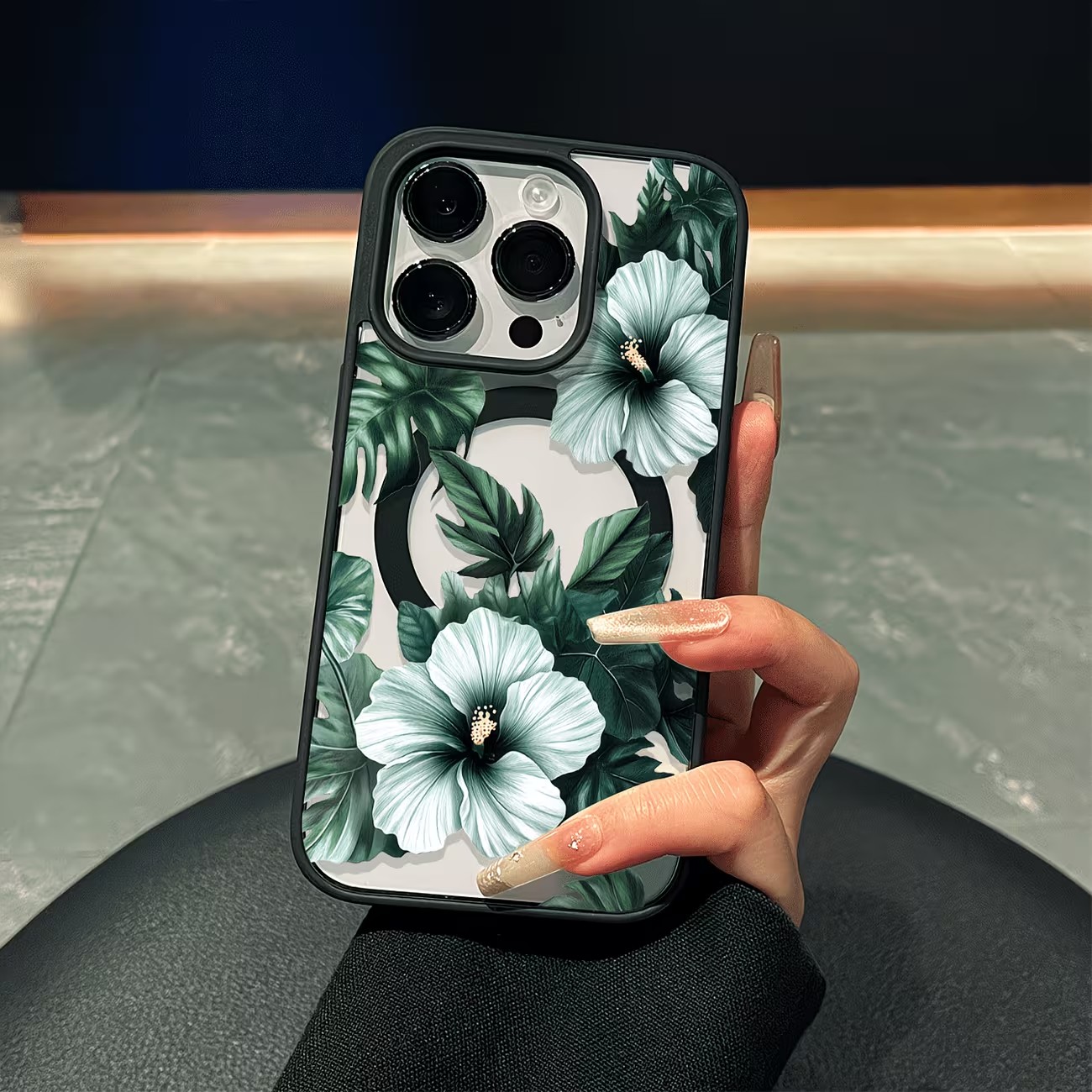 Phone Cases Mous - 그린 플로럴 프린트 폰 케이스 (아이폰