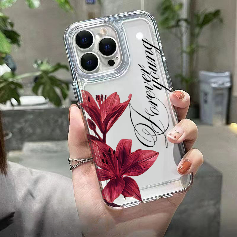 버건디 릴리 잉글리시 레터 패턴 디자인 아이폰 18,  - Phone Cases Xr 리뷰 및 가격