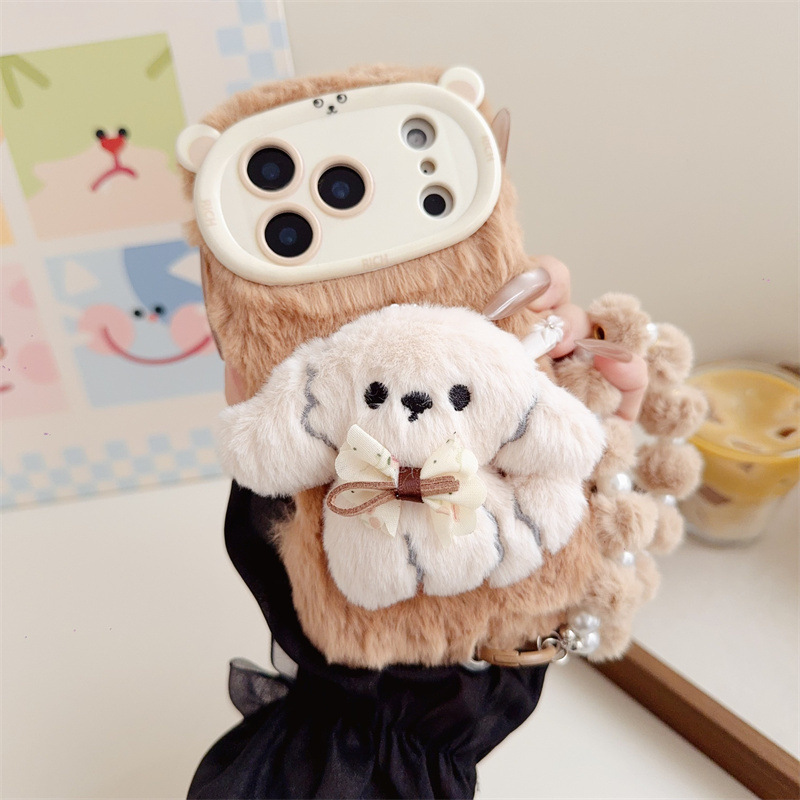 3D 만화 리본 강아지 따뜻하고 폭신한 플러시 폰 케이 - Phone Cases Iphone 16 Pro 리뷰 및 가격