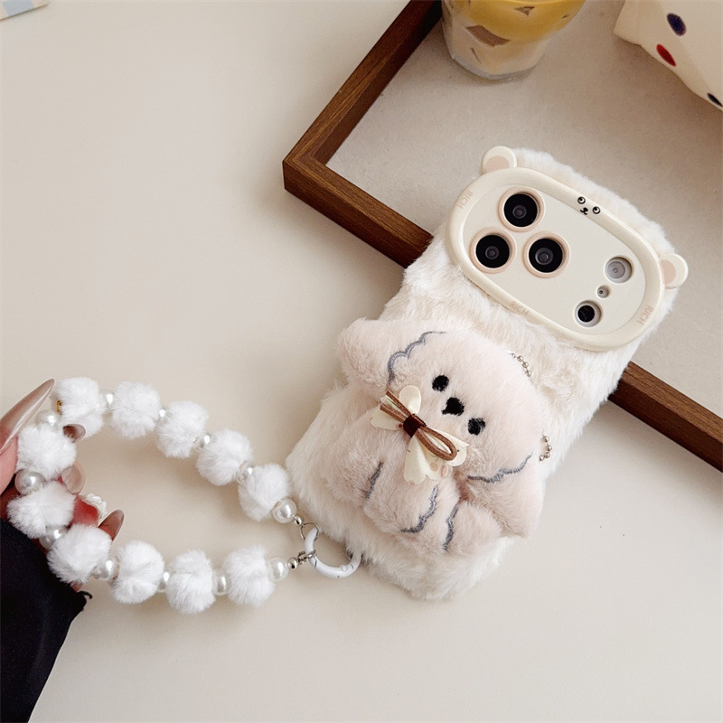 3D 만화 리본 강아지 따뜻하고 폭신한 플러시 폰 케이 - Phone Cases Iphone 16 Pro 리뷰 및 가격