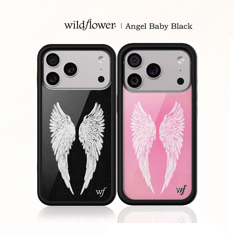 귀여운 만화 천사 날개 베이비 블랙 와일드플라워 폰 케 - Phone Cases Wildflower 리뷰 및 가격