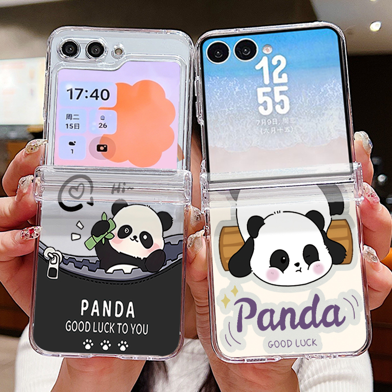 귀여운 팬더 패턴 삼성 갤럭시 Z 플립 8 7 6 5  - Phone Cases For Samsung Galaxy 리뷰 및 가격