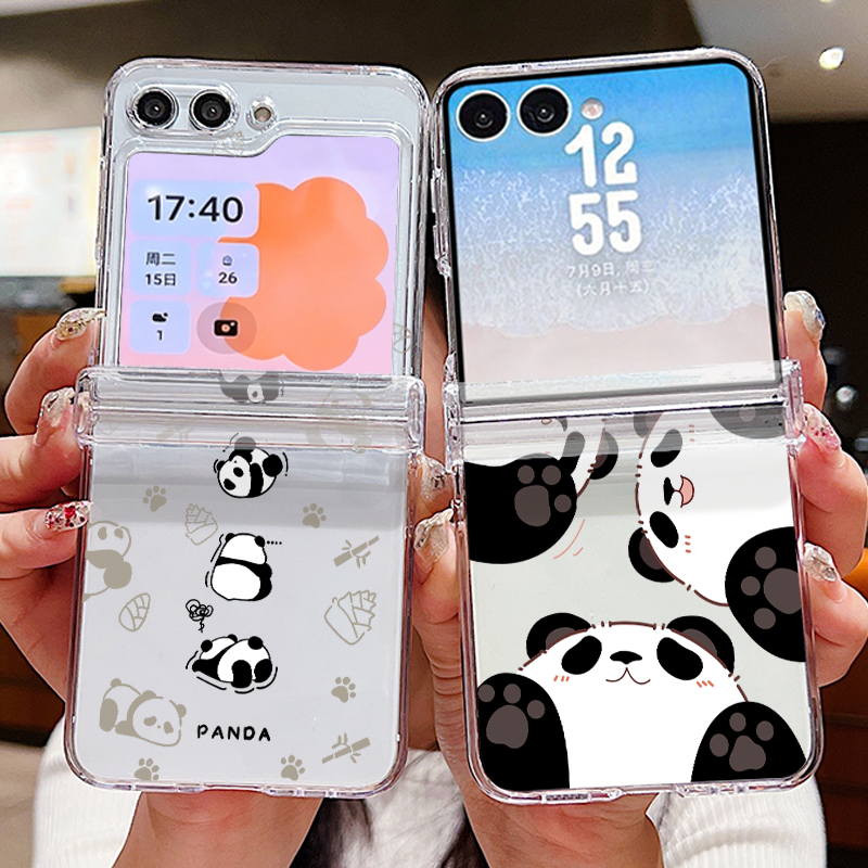 귀여운 팬더 패턴 삼성 갤럭시 Z 플립 8 7 6 5  - Phone Cases For Samsung Galaxy 리뷰 및 가격