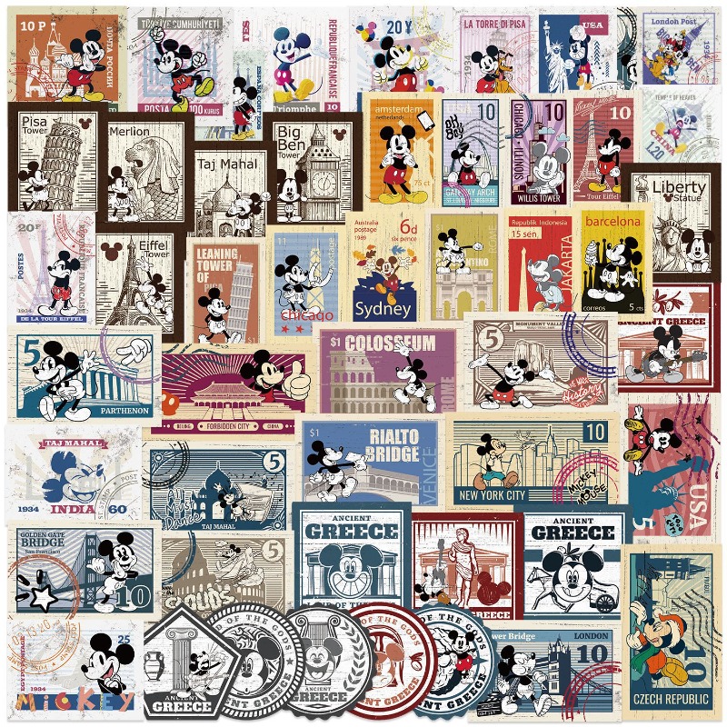 50Pcs 디즈니 귀여운 만화 레트로 미키 스탬프 낙서 - Phone Cases Disney 리뷰 및 가격