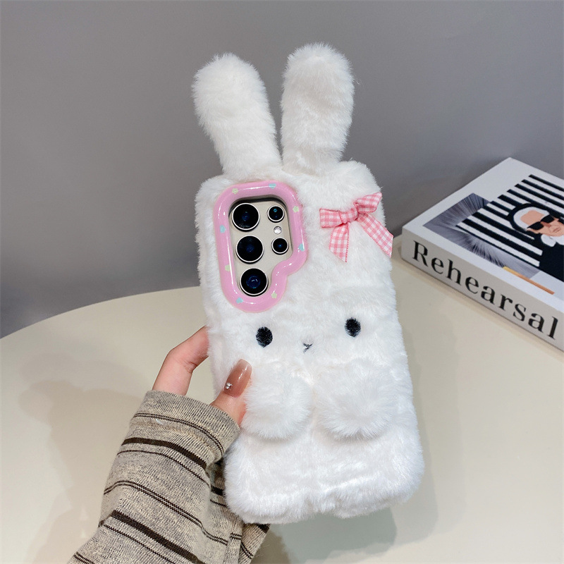 코렌 3D 만화 리본 토끼 귀 따뜻한 털 플러시 폰 케 - Phone Cases For Samsung Galaxy 리뷰 및 가격