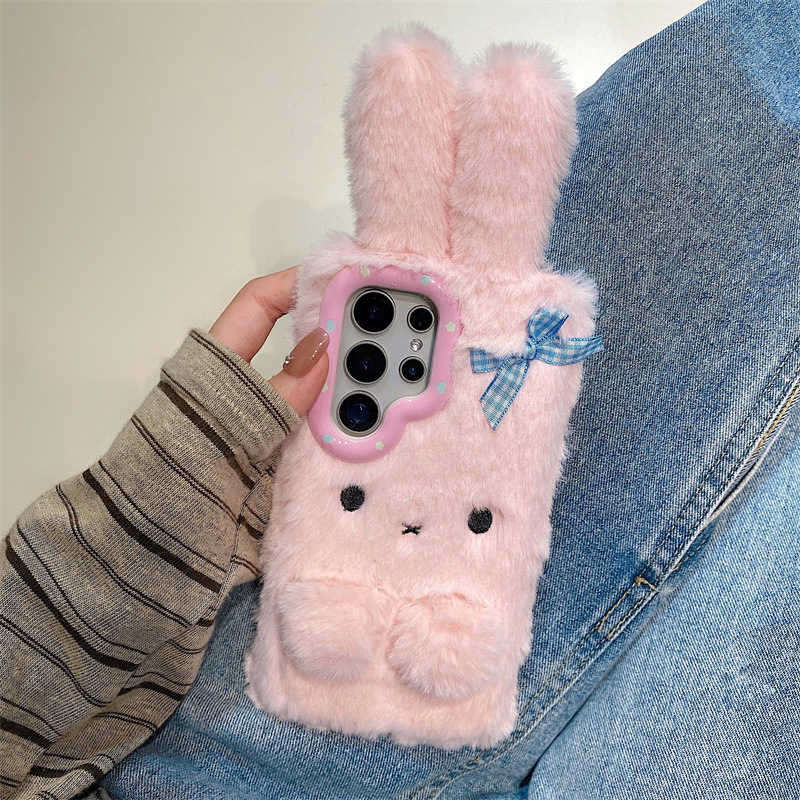 코렌 3D 만화 리본 토끼 귀 따뜻한 털 플러시 폰 케 - Phone Cases For Samsung Galaxy 리뷰 및 가격