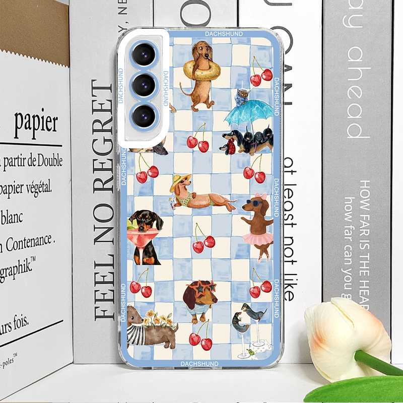 귀여운 닥스훈트 강아지 무늬 프린트 소프트 케이스, 삼 - Phone Cases Samsung S24 리뷰 및 가격