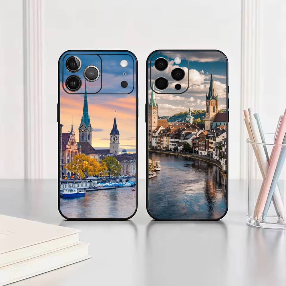취리히 스타일의 부드러운 검은색 아이폰 17, 16,  - Zurich Phone Cases 리뷰 및 가격